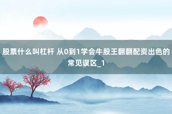 股票什么叫杠杆 从0到1学会牛股王翻翻配资出色的常见误区_1